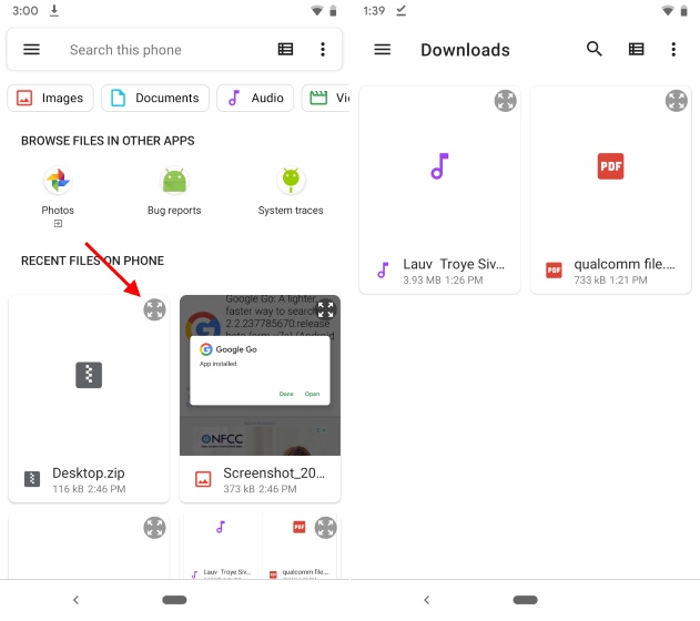 Android Q File Manager позволяет просматривать файлы перед тем, как поделиться ими / загрузить их