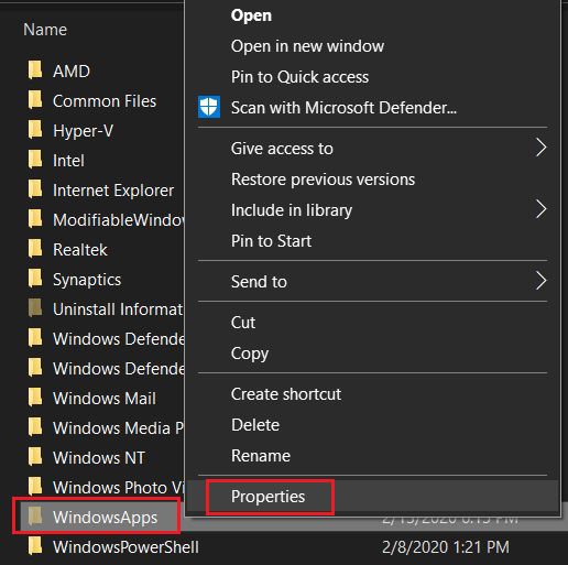 Как получить доступ к папке WindowsApps в Windows 10