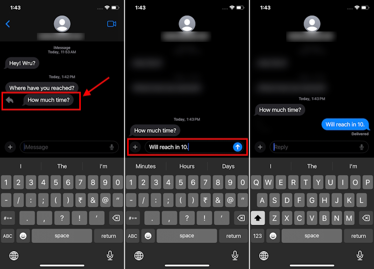 Как провести пальцем вправо и быстро ответить в iMessage на iOS 17